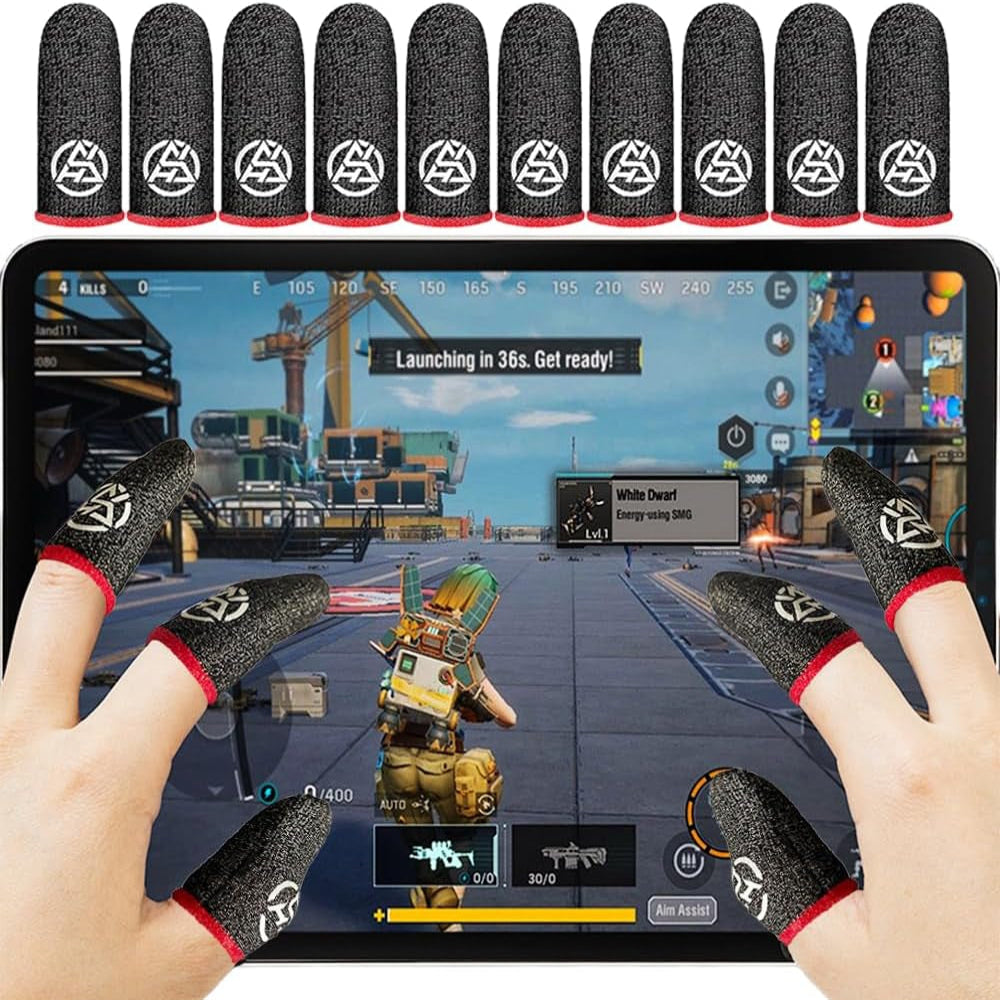 10-Pack Pro Gaming Finger Sleeves: Ultra-Thin 0.3Mm Silver Fiber, High Sensitivity, Anti-Sweat & Breathable Thumb Cover Gloves for Pubg/Fortnite/Cod - Fits Mobile Phone/Ipad Tablet Touchscreen