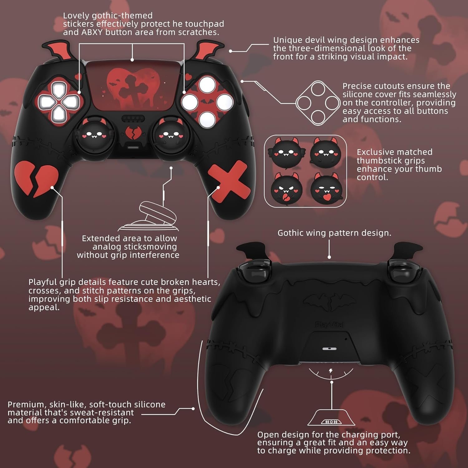 Gothic Imp PS5 Controller Case
